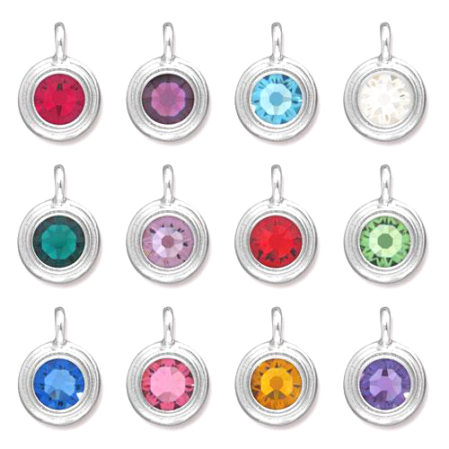Charms & Solderable Accents Silver Plated Crystal Amethyst Charm-February (Amethyst)